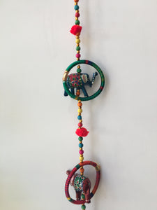 INDIAN HANGING ELEPHANTS IN HOOPS  DECORATION