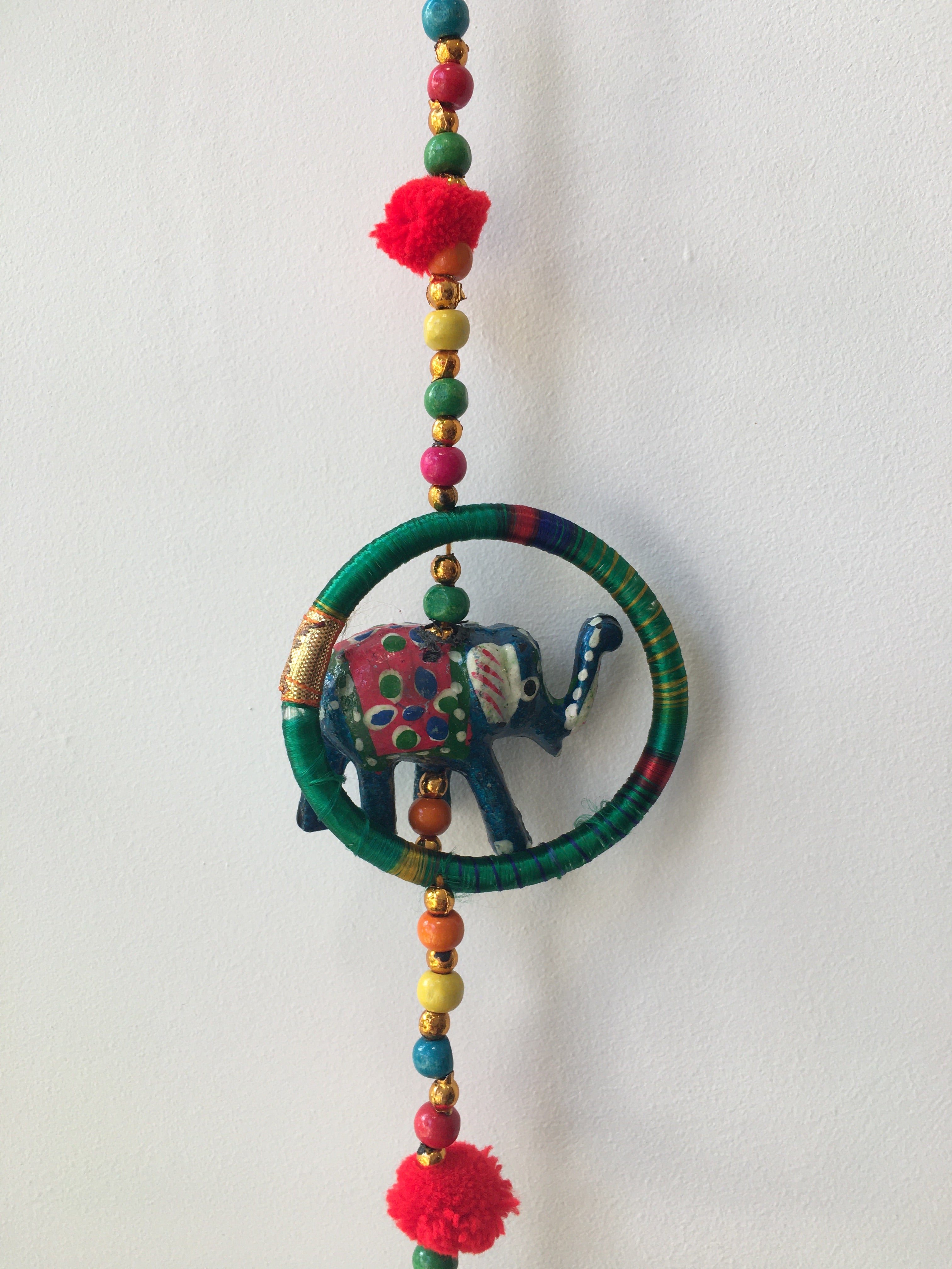 INDIAN HANGING ELEPHANTS IN HOOPS  DECORATION