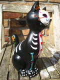 MEXICAN DAY OF THE DEAD SUGAR SKULL CAT FIGURE Ornament