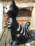 MEXICAN DAY OF THE DEAD SUGAR SKULL CAT FIGURE Ornament