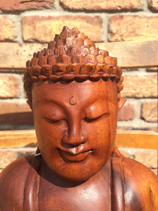 WOODEN MEDITATING/PRAYING BUDDHA STATUE 30 cm 1