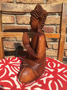 WOODEN MEDITATING/PRAYING BUDDHA STATUE 30 cm 2