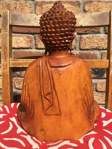 WOODEN MEDITATING/PRAYING BUDDHA STATUE 30 cm 6