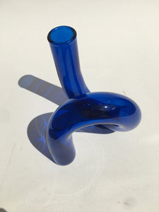 BLUE COLOURED GLASS VASE/CANDLESTICK