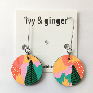 IVY & GINGER EARRINGS Abstract Tropical Circle