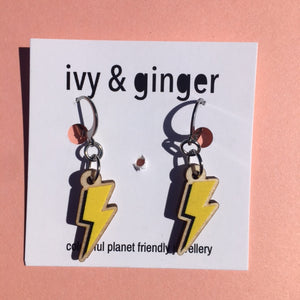 IVY & GINGER HUGGIE EARRINGS Bowie Lightning Bolts