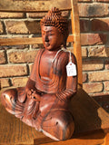 WOODEN MEDITATING/PRAYING BUDDHA STATUE 25 cm B
