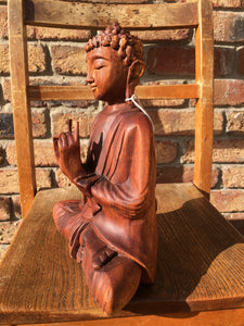 WOODEN MEDITATING/PRAYING BUDDHA STATUE 25 cm C