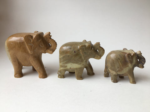 SOAPSTONE SET OF 3 ELEPHANT FIGURES