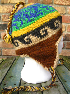 WOOL BEANIE/BOBBLE HAT with EARFLAPS