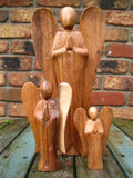 WOODEN PRAYING ANGEL FIGURE