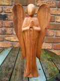 WOODEN PRAYING ANGEL FIGURE
