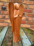 WOODEN PRAYING ANGEL FIGURE
