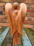 WOODEN PRAYING ANGEL FIGURE