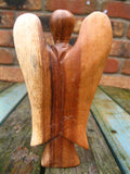 WOODEN PRAYING ANGEL FIGURE