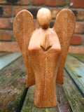 WOODEN PRAYING ANGEL FIGURE
