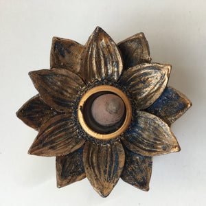 BACKFLOW INCENSE CONE BURNER/HOLDER Bronze Lotus Flower