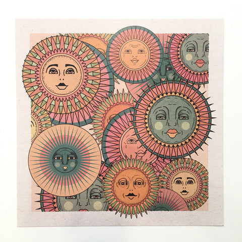 12 x 12 Sun Faces WALL PRINT CAI & JO