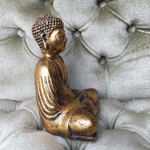 GOLD SANDSTONE BUDDHA STATUE/FIGURE 15 cm