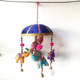 INDIAN HANGING ELEPHANTS & UMBRELLAS TOKRI DECORATION