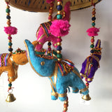 INDIAN HANGING ELEPHANTS & UMBRELLAS TOKRI DECORATION