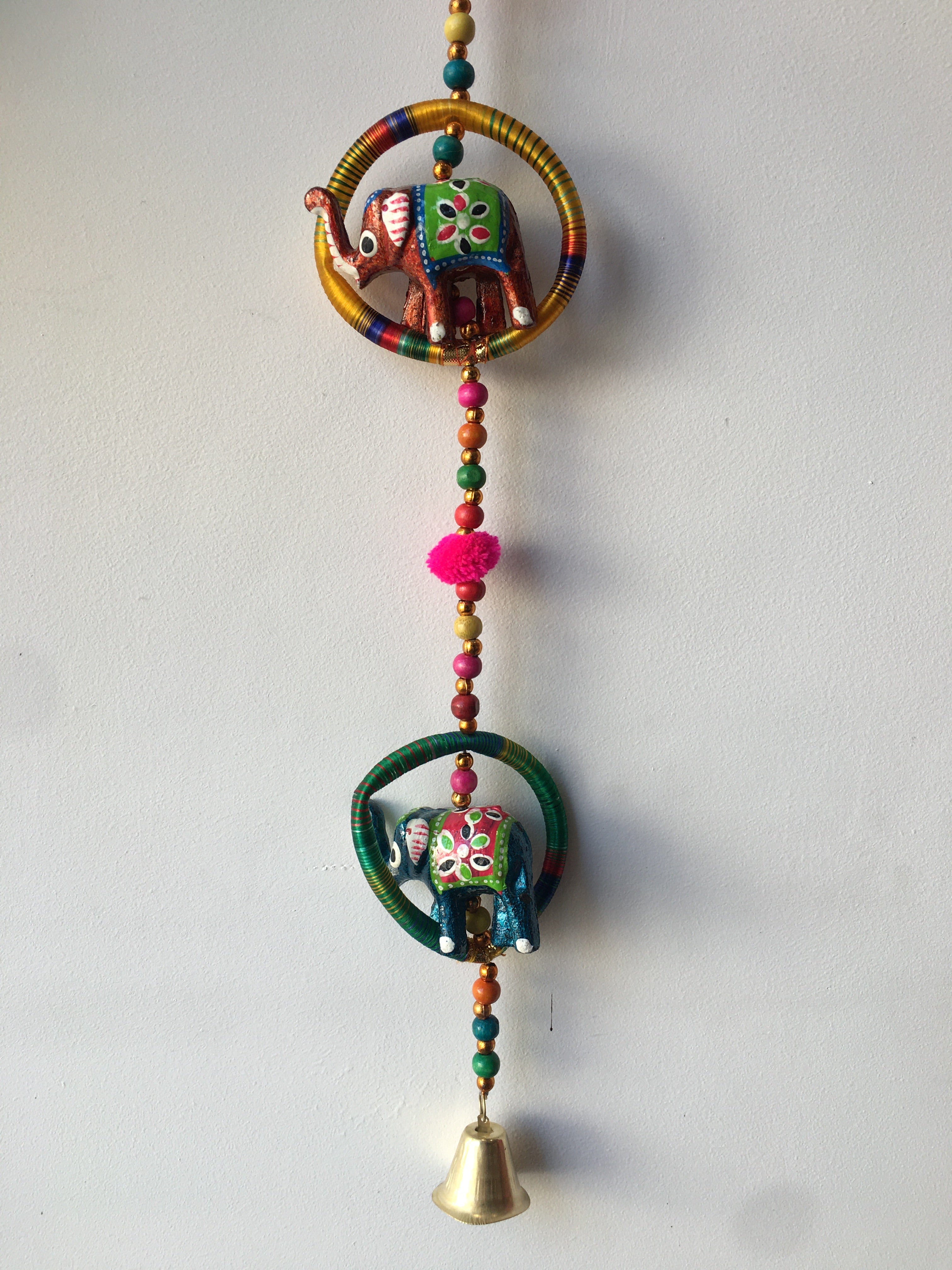 HANGING INDIAN ELEPHANTS IN 5 HOOPS DECORATION/MOBILE