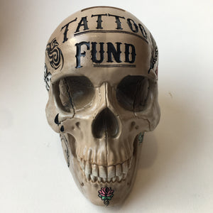 TATTOO FUND SKULL HEAD MONEY BOX FIGURE