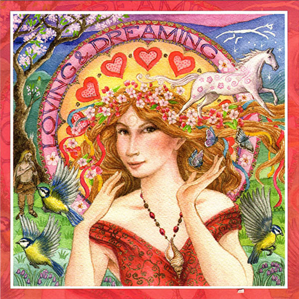 PAGAN WICCAN GREETING CARD Loving & Dreaming BLANK Celtic GODDESS WENDY ANDREW