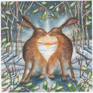 YULE XMAS GREETING CARD Loving Yule Dawn SOLSTICE Hare WENDY ANDREW