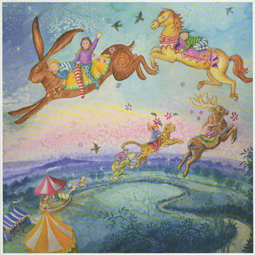 PAGAN WICCAN GREETING CARD Magical Carousel WENDY ANDREW Hare GODDESS