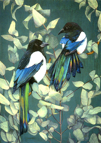 FINE ART GREETING CARD Magpies & Eucalyptus GEORGIA COX