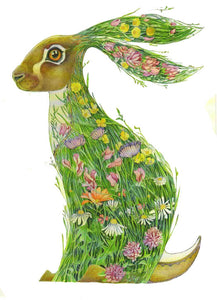 PAGAN WICCAN FINE ART GREETING CARDS Meadow Hare BIRTHDAY Animal BLANK DM COLLECTION