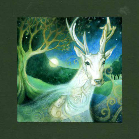 PAGAN WICCAN GREETING CARD Meeting Damh GODDESS STAG AMANDA CLARK