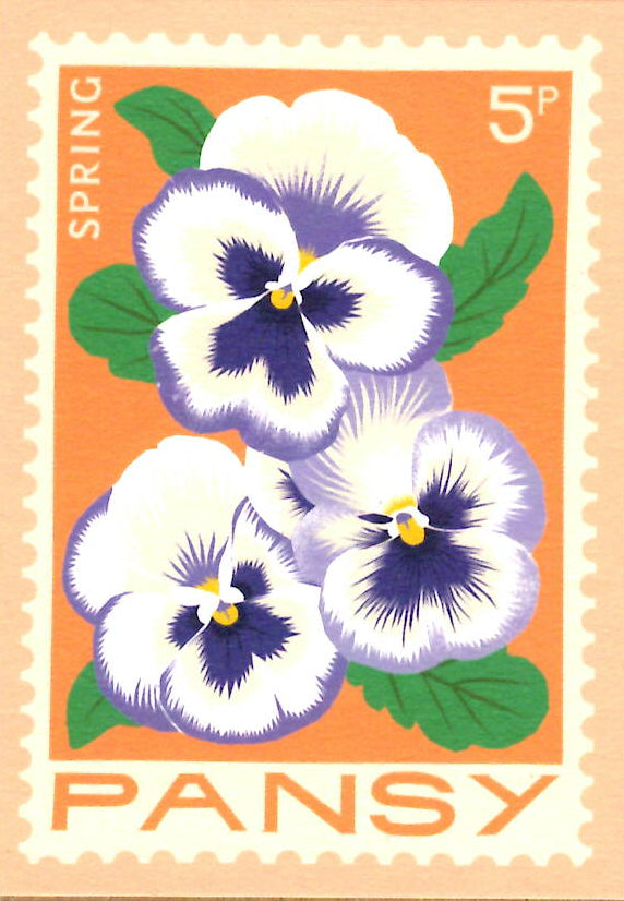 MINI GREETING CARD Pansy Flower PRINTER JOHNSON