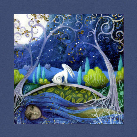 PAGAN WICCAN GREETING CARD Moon Gazing AMANDA CLARK