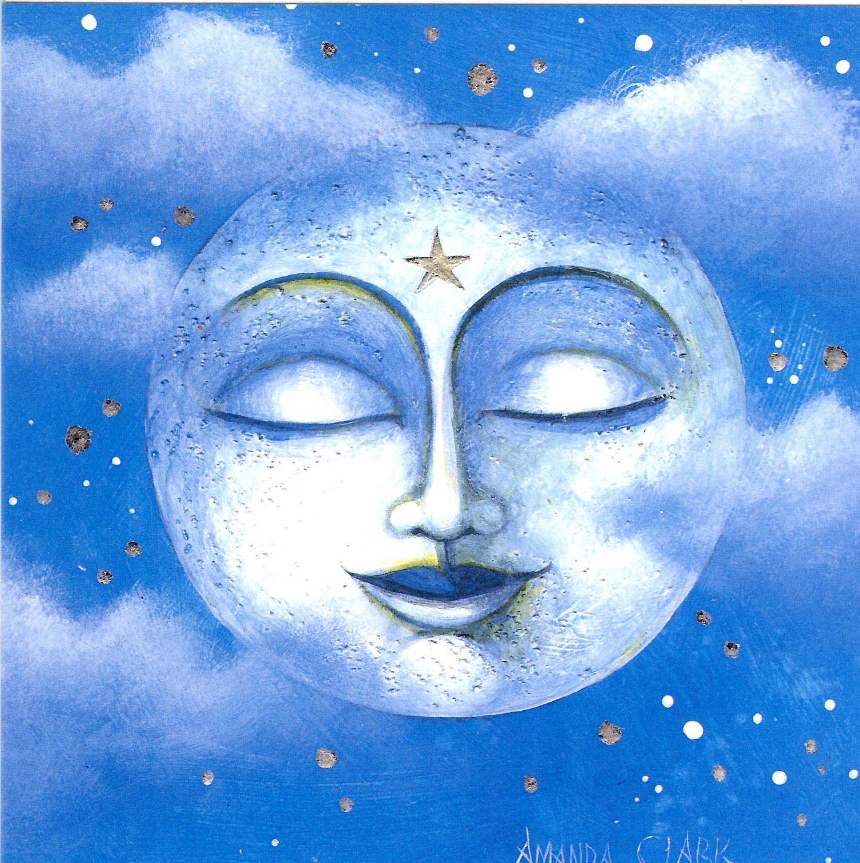 PAGAN WICCAN GREETING CARD Moon in the Clouds AMANDA CLARK