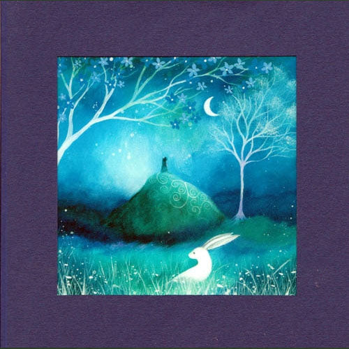 PAGAN WICCAN GREETING CARD Moonlit Hare AMANDA CLARK