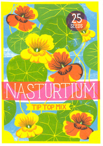 LITHO PRINT GREETING CARD Nasturtium Flowers PRINTER JOHNSON