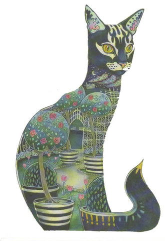 PAGAN WICCAN FINE ART GREETING CARDS Night Cat BIRTHDAY Animal BLANK DM COLLECTION