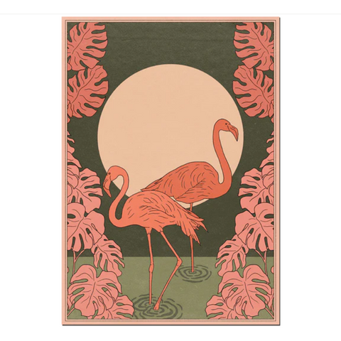 A4 'OASIS FLAMINGOS' WALL PRINT CAI & JO