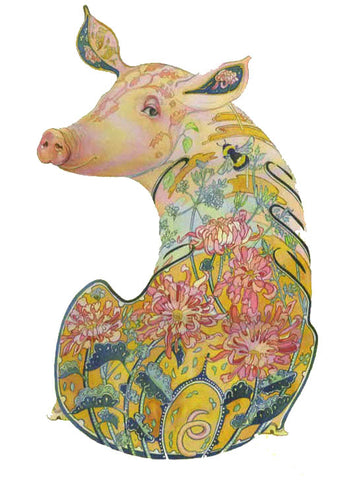 PAGAN WICCAN FINE ART GREETING CARDS Pig BIRTHDAY Animal BLANK DM COLLECTION