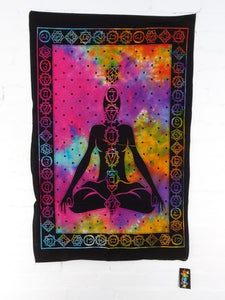 INDIAN TIE DYE WALL HANGING, TAPESTRY Chakra