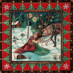 YULE XMAS GREETING CARD Reindeer Rest PAGAN SOLSTICE WENDY ANDREW
