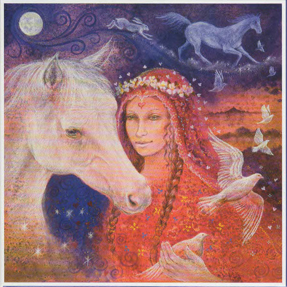 PAGAN WICCAN GREETING CARD Rhiannon WENDY ANDREW Horse GODDESS
