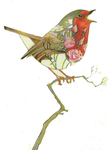 YULE CHRISTMAS FINE ART GREETING CARDS Robin BIRTHDAY Animal BLANK DM COLLECTION A