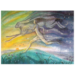 PAGAN WICCAN GREETING CARD Run Like a Hare WENDY ANDREW Birthday CELTIC GODDESS