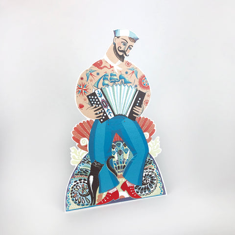 SARAH YOUNG DIE CUT 3D GREETING CARD Concertina Bert the Sailor