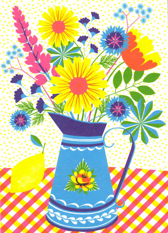 LITHO PRINT GREETING CARD Summer Blooms Flower PRINTER JOHNSON