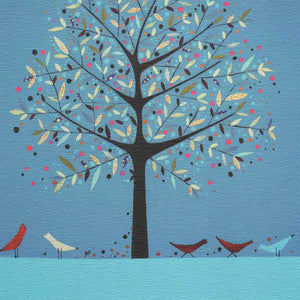 PAGAN FINE ART GREETING CARDS Tree & Three Red Birds NIKKI MONAGHAN
