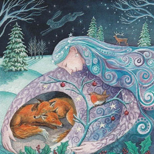 YULE XMAS GREETING CARD Winter Mother Protection PAGAN SOLSTICE WENDY ANDREW